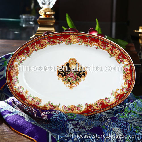 Luxury Fine Bone China 14 Inches Oval Fish Plate of Dream Wedding